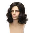 Men Wigs Brown Wig Curly Wavy Medium Length 70s 80s Them Party Cosplay Costume Anime Heat Resistant Synthetic Hair Wig With Cap
