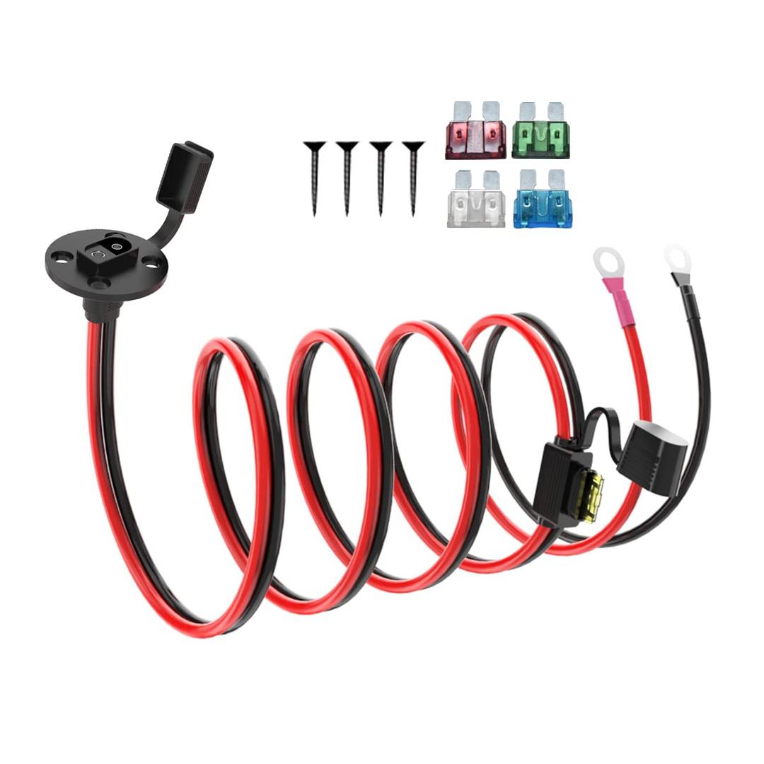 10FT 10AWG SAE Power Socket Sidewall Port to O Ring Connecters Extension Cord Cable with 10A 15A 20A 25A 30A Fuse Compatible with Solar Generator Battery Charger,for Solar Accessories