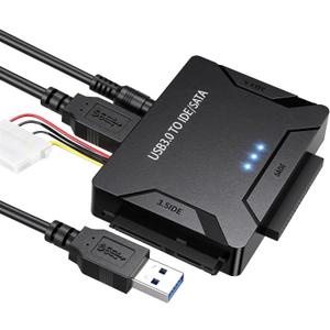 USB 3.0 to IDE SATA Adapter Hard Drive Reader, Type C USB to External Hard Drive Disk HDD Converter Kit for Universal 2.5/3.5 HDD SSD with Power Supply
