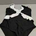 AI'MAGE One Piece Swimsuit for Women Tummy Control Ruffle Bathing Suit V Neck Push Up Swimwear S-XXL (Black/White)