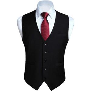 HISDERN Mens Suit Vest Waistcoat with 3 Pockets Slim Fit for Business Formal Wedding Prom and Casual Tuxedo Wear