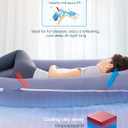 QUEEN ROSE Pregnancy Pillow, U Shaped Full Body Pillows for Sleeping Support, 55 Inch Maternity Pillow for Pregnant Women with Cooling Silky Cover, Blue
