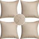 Demetex 20x20 Pillow Covers Outdoor Pillows Waterproof Throw Pillow Covers Decorative Throw Pillows for Couch Sofa Patio Furniture, Set of 4, 20 x 20 Inch, Beige