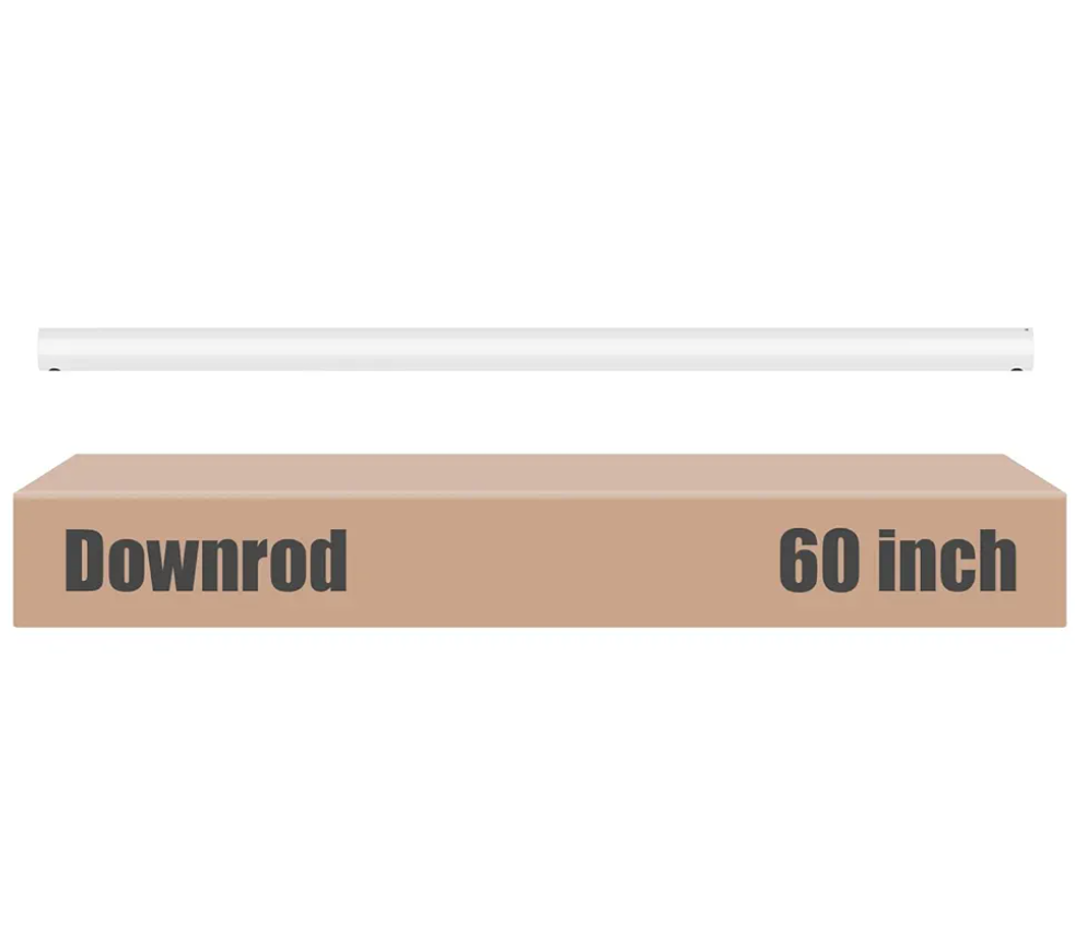 60 inch Ceiling Fan Downrod with Extension Cord, 5 FT White Downrod for Ceiling Fan, 1 inch Outside Diameter, Ceiling Fan Boom Suitable for a Wide Range of Fans (White, Not Threaded)