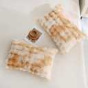 Chumerry Beige Fuzzy Pillow Case Faux Fur Pillow Cover Chic Plaid Check Texture Extra Soft Fluffy Plush Shaggy Fabric Tie Dye Decorative Pillowcases for Bed Couch Sofa, 20 x 30 Inches, Brown-01
