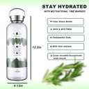 2 Liter Large Glass Water Bottle with Motivational Daily Water Intake Marks,Drinking Bottle,64 oz Resuable Wide Mouth Glass Bottles with Handle Sleeve, BPA Free for Gym/Office (Silvery Lid)
