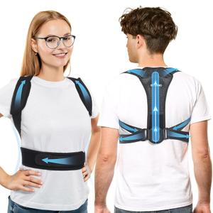 Fit Geno Posture Corrector for Petite Women, Men, and Teens: Adjustable Upper Back Brace - Improve Posture Correct Hunchback Slouching Invisible Under Clothes (Medium/Large)