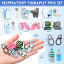 32 Pcs Respiratory Therapist Pins for Doctor Day Gifts Accessories Appreciation Brooch Gifts Enamel Lung Pin Lung Bvm Pft Bulk Funny Medical Jewelry Decor for Spring Allergies World Sleep Day