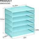 2 Pack 6 Tier Paper Organizer, Metal Mesh Desk File Folder, Letter Tray Organizer, Paper Sorter Desk Organizers for Office, Home or School File Folder Holder - Blue