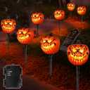 [Timer & 4 Pack] Halloween Decorations Outdoor Pumpkin Pathway Light Garden Stake Lights, Waterproof Halloween Lights Battery Operated for Outside Home Patio Yard Pathway Grave Lawn Porch Party Decor