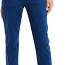 Soojun Women's Elastic Waist Jeans Stretch Pull On Pants, Blue, Large