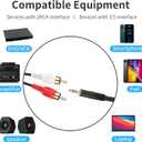 3.5mm to RCA Cable 100ft 3.5mm TRS Male to 2RCA Male Stereo Y Splitter RCA Cord Compatible with Echo Dot, Smartphone, MP3, Tablet, Stereo Receiver, Car, Speaker, HDTV ect.