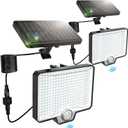 Solar Flood Lights Outdoor, 294 LED Motion Sensor Outdoor Lights, IP67 Waterproof Solar Flood Light for Outside, 3000LM Angle Adjustable Security Spot Lights for Porch Patio Yard Garage, 2 Pack 7500K (Cool White)