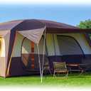 KTT Extra Large Tent 12-14 Person,Family Cabin Tents,2 Rooms,Straight Wall,2 Doors 4 Windows with Mesh,Waterproof,Straight Wall,Big Tent for Outdoor,Picnic,Camping,Gathering(Brown)
