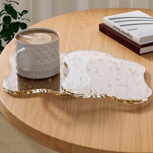 Acrylic 1Pcs/Set Coaster Decorative Plates,Gold Bar Drink Coaster, Clear Cloud Shape Coffee Cup Coaster, Perfect for Tabletop Protection and Accessories Display, Gold