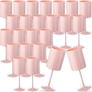 24 Pcs Pink Acrylic Wine Glasses with Stems 10 oz Colored Square Champagne Flutes Stemmed Glassware Toasting Glasses for Party Wedding Anniversary Birthday Dinner Party Decoration