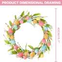 RoseCraft Easter Wreaths for Front Door,15.7 Inch Artificial Easter Colorful Egg Wreath Decorations, for Spring Summer Home Wedding Holiday Party Decor.
