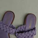 DREAM PAIRS Women's Braided Sandals Slip on Slides Two Straps Square Toe Dressy for Summer, size 8
