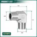 3 x GORAGUCHI 2PCS 304 Stainless Steel 90 Degree Barstock Street Elbow, 1/8 inch NPT Male Fitting to 1/8 inch NPT Male Fitting