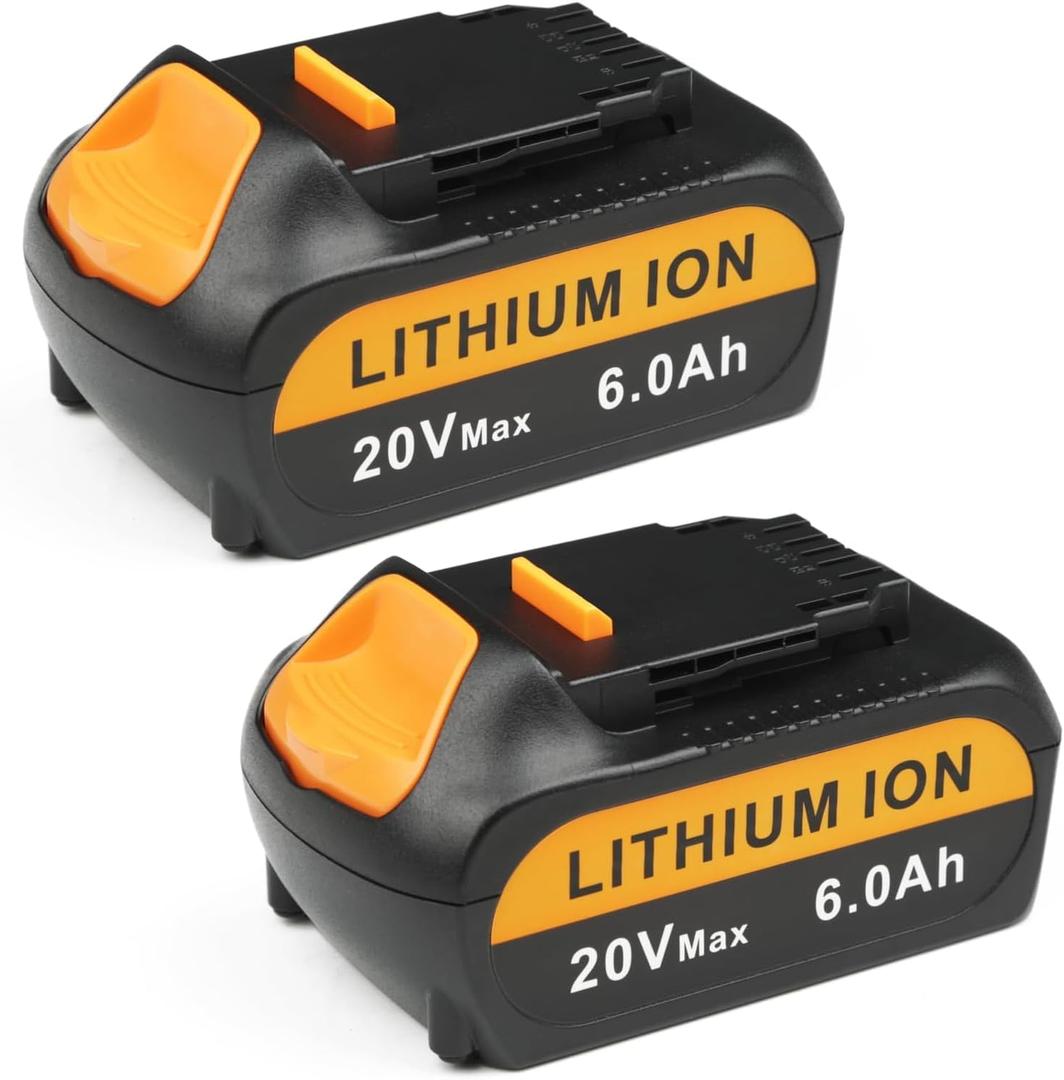 Upgraded 6.0Ah Replacement for Dewalt 20V Battery Compatible with Dewalt 20V Max Battery DCD/DCF/DCG/DCS Series Tools (2 Pack)