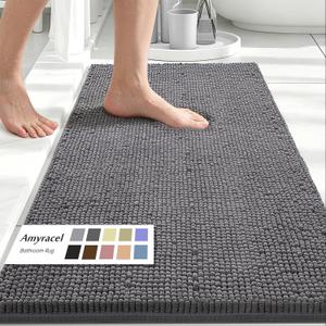 Amyracel Bathroom Rugs Mat 36x48, Thick Soft Quick Dry Absorbent Chenille Bath Rug, Rubber Back Non Slip Machine Washable Bath Mat for Bathroom Shower Tub Floor