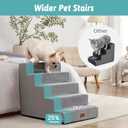 COZY KISS Dog Stairs for Small Dogs, 5 Tier Wider Pet Stairs for High Beds, 23.6" H Non-Slip Dog Steps for Old Cats, Puppies, Small Medium Dogs, 19.7x29.5x23.6 inch, Grey