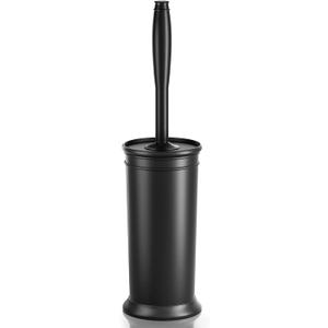 UPTRONIC Toilet Brush, Toilet Bowl Brush with Extra Long Handle Durable Bristles Toilet Scrubber and Covered Holder for Toilet Brush Set for Bathroom Cleaning (Black, 1 Set)