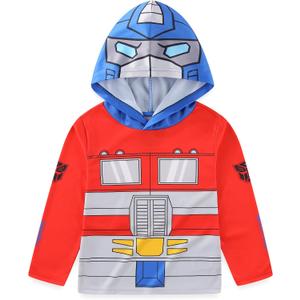 Transformers Optimus Prime Bumblebee Boys Long Sleeve Hooded Shirt for Big Kids (Red)