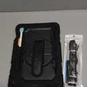 SEYMAC Case for Samsung Galaxy Tab S10 Lite/ S10 FE/ S9 FE/ S9 5G (10.9''/11''), Heavy Duty Shockproof Protective Case with Screen Protector, Rotating Stand, Hand Strap and Pen Holder, Black