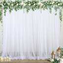 20ft x 12ft White Tulle Backdrop Curtain for Parties Sheer Fabric Backdrop Curtains for Wedding Baby Shower Bridal Shower Birthday Photo Backdrop Drapes Background Wall Decorations 4 Panels 5ft x 12ft