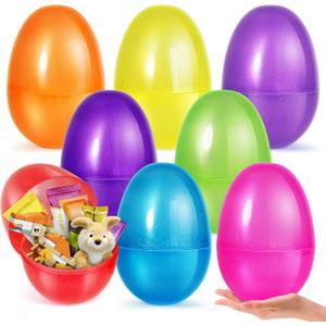 8 Pcs Jumbo Easter Eggs,10 Inch Easter Eggs, Plastic Fillable Easter Egg, Empty Big Easter Egg for Easter Basket Stuffers Easter Decoration, Easter Hunt Party Favors