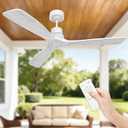 Obabala Ceiling Fan No Light 52inch Modern Outdoor Ceiling Fan Without Light 3 Wood Blade Fan with Remote Quiet Reversible DC Motor for Patios Farmhouse Bedroom Kitchen