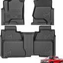 Floor Mats for 2014-2018 Chevy Silverado/GMC Sierra 1500 Crew Cab, 15-19 Silverado/Sierra 2500HD 3500HD, TPE Automotive All Weather Cover Protection Waterproof Black Floor Liner Front & Rear Row