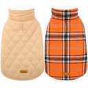 Kuoser Waterproof Dog Coat, Reversible Dog Jacket for Medium Dogs, Adjustable Durable Doggie Winter Coat Warm Puppy Cold Weather Apparel from Small to Large Breed, Orange, Medium