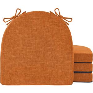 Chair Cushions for Dining Chairs with Ties and Removable Cover, Dining Kitchen Chair Pads with Non-Slip Bottom, High-Resilience Indoor Seat Cushions, 16'' x 16'' x 2'', Set of 4, Rust