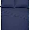 RV Bunk Bed Cot Sheets 30 x 75, 3-Piece Bed Sheets for Campers, Fits Upto 6" Deep Pocket, Cot Size Mattress Fitted Sheet Perfect for Narrow Twin, Guest Bed Replacement, RV Mattress Sheets - Navy blue Pack of 2