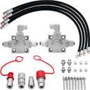 2 Pack 3 Way Hydraulic Diverter Valves Kit for 1-2 Ton Mini Excavators, with 31 inch Hydraulic Hoses, Quick Connectors & Auxiliary Connector. Excavator Attachments Fit M14 Hose, 10 x 14 x 3 inches
