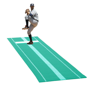 Softball Pitching Mat ，10x3 ft Pitching Mound with Wooden/Mound, Batting Mat with Antifade Turf and Antislip Bottom, Green, Perfect for Baseball Practice in Garage, Backyard, Gym