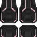 PIC AUTO Car Floor Mats, Pink Sparkly Crystal Bling Glitter Car Mats Set, Front and Rear Heavy Duty Rubber Car Mats with Anti-Slip Backing, All Weather, Trim-to-Fit for SUVs, Trucks, Sedan, Vans