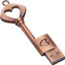 USB Flash Drive, 16GB / 32GB / 64GB /128GB USB 3.0 Metal USB Memory Stick Date Storage Pendrive Thumb Drives (Heart Key, 128 GB)