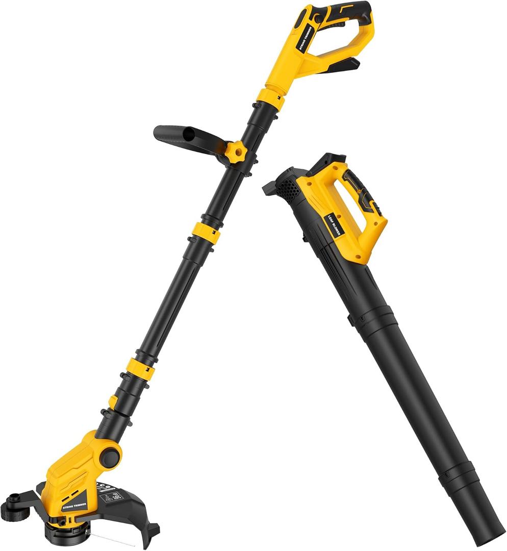 Cordless Weed Trimmer and Leaf Blower Combo Kit Compatible with Dewalt 20V Max Battery(Battery Not Included), 12 Inch Electric Weed Eater/String Trimmer and Lightweight Leaf Blower Cordless