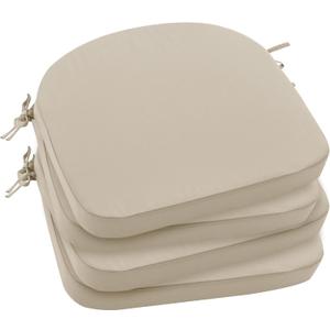 Outdoor Chair Cushions Set of 4: Waterproof & Fade Resistant Patio Furniture Cushions - 19 x 19 x 2 Inch Non Slip Round Corner Seat Cushion Pads with Removable Cover for Garden Yard Lawn, Cream (19x19x2 Inch-4p, Beige)
