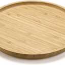Round Bamboo Tray, Wood Serving Tray, Wooden Platter, Wood Charcuterie Board, Decorative Tray for Coffee Table, 11.8 inch
