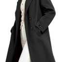 2025 Women'S Double Sided Wool Blended Pea Coat - Notch Lapel Double Breasted Overcoat Long Trench Lady Jacket Spring/ Autumn/ Winter Womens Dress Coat (US, Alpha, Small, Regular, Regular, Black)