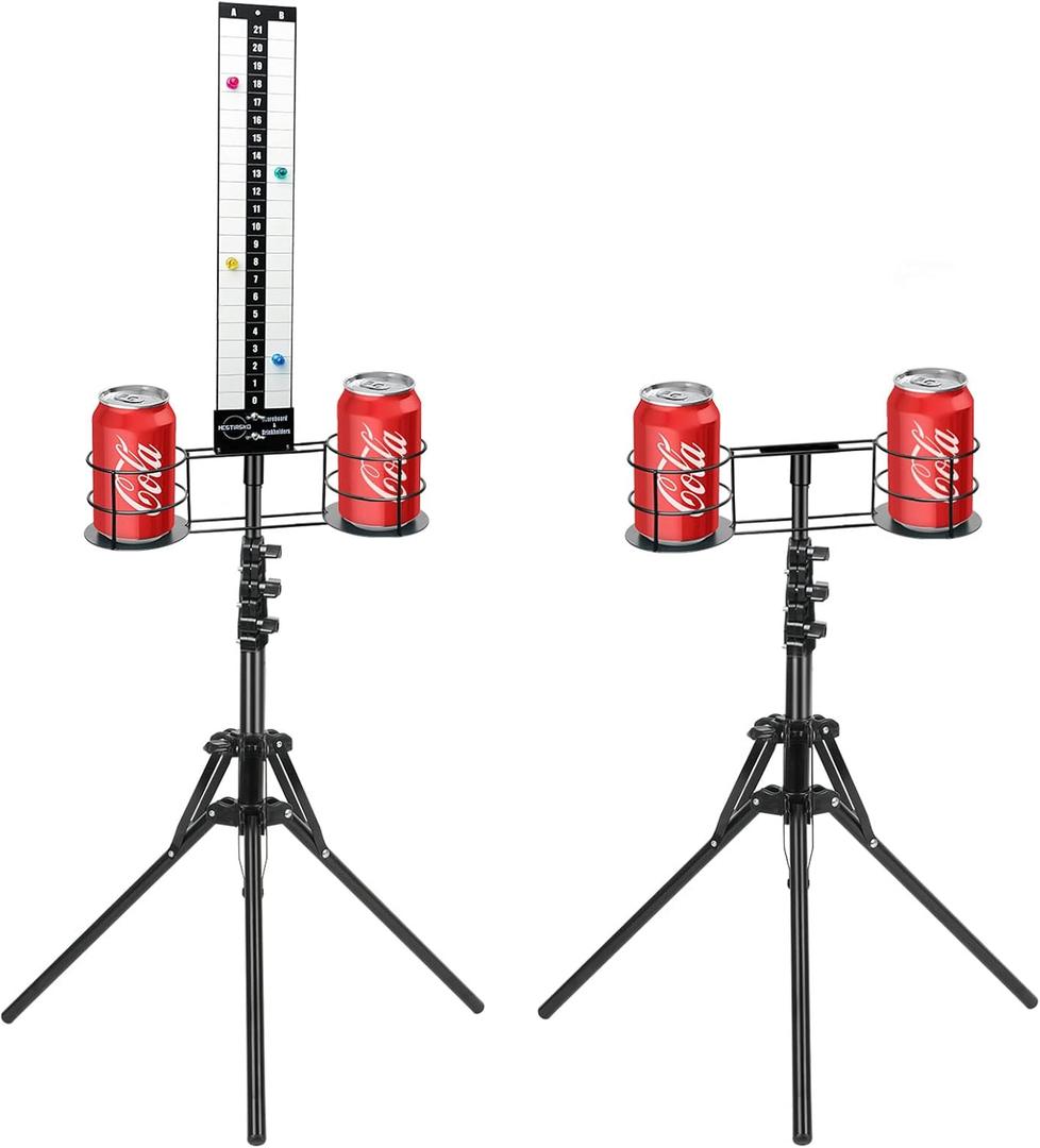 Hestiasko Cornhole Scoreboard 2 Sets, Metal Magnetic Cornhole Score Keeper with Drink Holder, Easy to Assemble, Score Tracking, Perfect Score Tracking Accessory for Outdoor and Patio Games