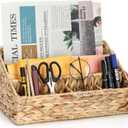 Desk Organizer  Countertop Mail Organizer, Magazine Holder, Boho Decor Water Hyacinth Desk Mail Holder for Home Office, Farmhouse, 12.6" L x 6.7" W x 6.3" H