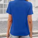 TICTICMISS Women's Polo Shirts Short Sleeve V Neck Summer Tops Business Casual Collared Shirts Loose Tees, X-Large, Royal Blue