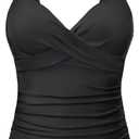 Women's Underwire Tankini Top Only - Push Up Swimsuit Top with Bra Support Tummy Control Bathing Suit Top No Bottom 2025 (Medium, Black)