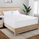 Serta Memory Flex Soft Queen Mattress Topper, 2" Pillow Top Mattress Pad, Cushioning Stain Resistant Mattress Protector with 15" Pocket for Secure Fit, Machine Washable, White