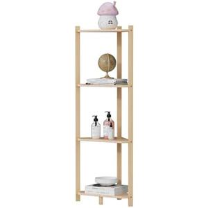 Wisuce Corner Shelf, 100% Real Bamboo Shower Corner Shelves Free Standing Shelf Storage Organizer for Bathroom Living Room Kitchen (Natural, 4 Tier)